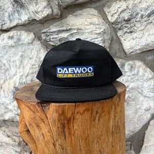Vintage Daewoo Lift Trucks Black Embroidered Rope Hat